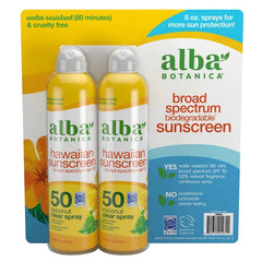 Alba Botanica SPF 50 Sunscreen Hawaiian 6 Ounce Clear Spray (177ml) (2 Pack)