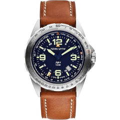 Armitron Torgoen T21 GMT Pilot Watch for Men, Swiss Quartz, Sapphire Crystal with Vintage Leather Strap