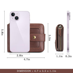 Shalatum Genuine Leather Zipper Wallet for Men RFID Blocking Large Capacity Vintage Wallet with Coin Pocket ID Window, Coffee