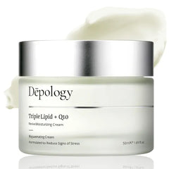 Depology Triple Lipid+Q10 Facial Moisturizer | Daily Face Cream with Ceramides and Niacinamide for All Skin Types | Hydrating Face Moisturizer Targets Signs of Skin Stress | 1.69 fl oz