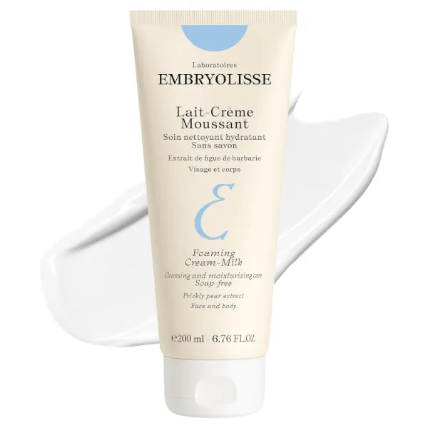 Embryolisse Foaming Cream Milk. Hydrating Cleanser for Face and Body, Soap-Free, Vegan Formula, 6.76 Fl Oz