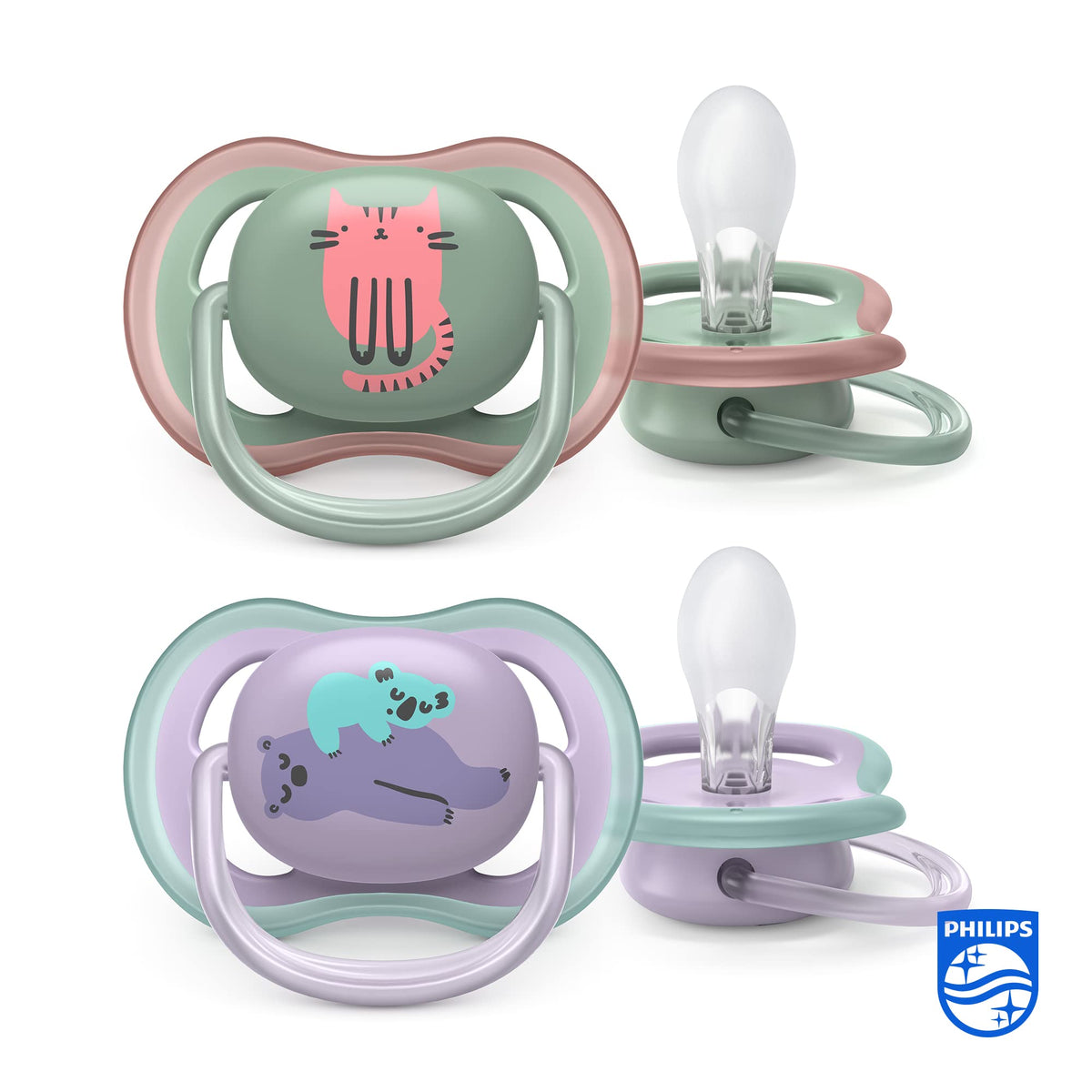 AVENT Philips Ultra Air Soother 2 Pack - BPA-Free Soother for Babies Aged 6-18 Months (Model SCF085/18)