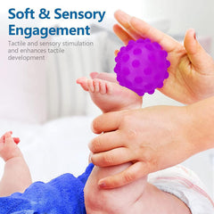 Paporich Baby Textured Multi Ball Set, Sensory Balls for Kids Toddlers 1-3, Extured Hand Catching Balls, 18 Months Baby Learning Grasping Soft Sensory Toys for Kids Gift (Set of 6)