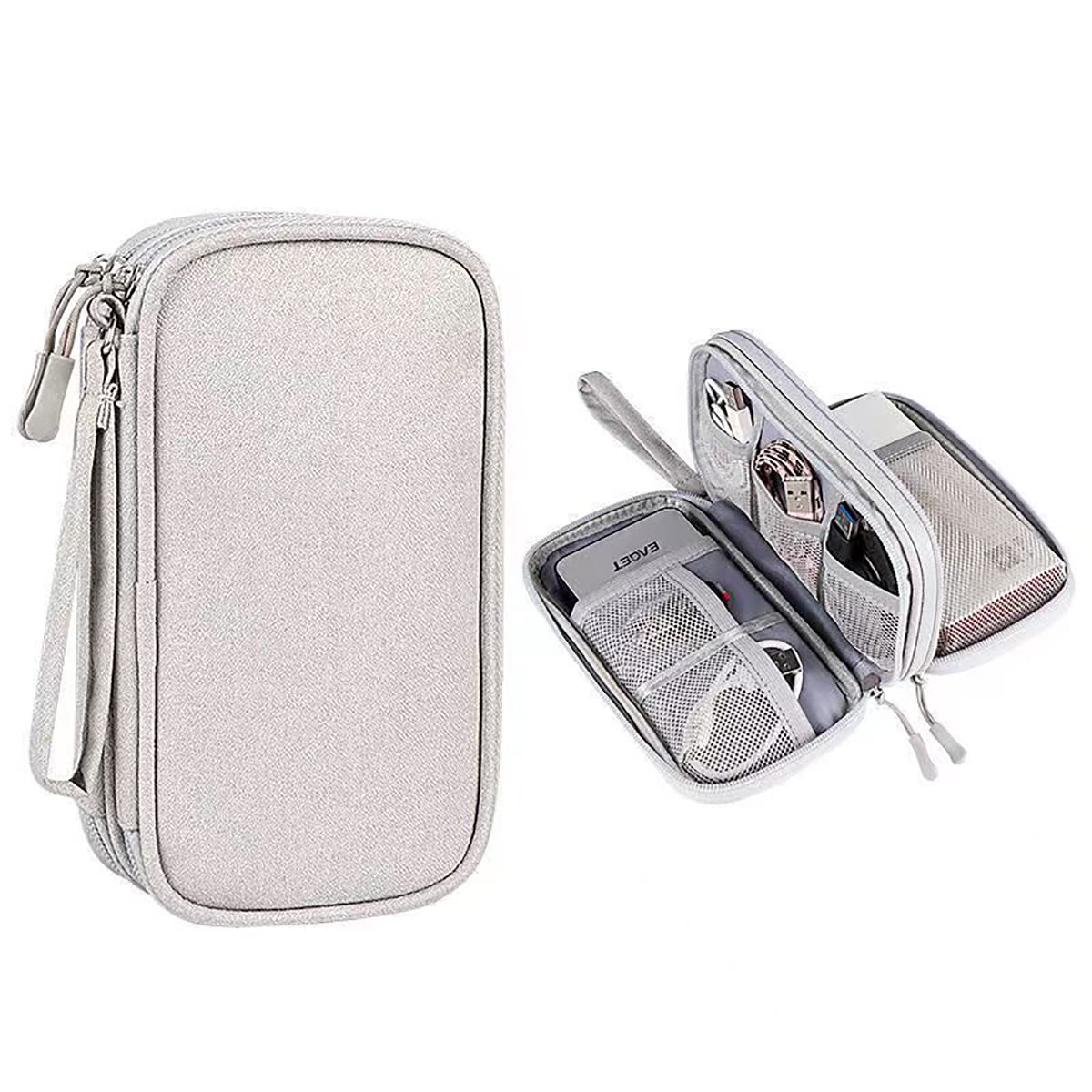 Portable Electronic Organizer Cable Bag Small ProCase Travel Tech Case Hard Drive Accessories Storage Carrying Cases Soft Carrying Pouch for, Cord, Charger, Earphone Flash Drive, USB, SD Card (Grey)