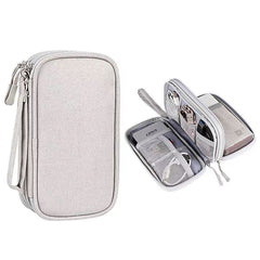 Portable Electronic Organizer Cable Bag Small ProCase Travel Tech Case Hard Drive Accessories Storage Carrying Cases Soft Carrying Pouch for, Cord, Charger, Earphone Flash Drive, USB, SD Card (Grey)