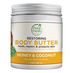 Petal Fresh Restoring Honey & Coconut Oil Body Butter | With Coconut, Shea & Honey | For Silky smooth Skin Touch - Intense Hydration | Vegan & Cruelty Free | 8 oz, 237 Ml