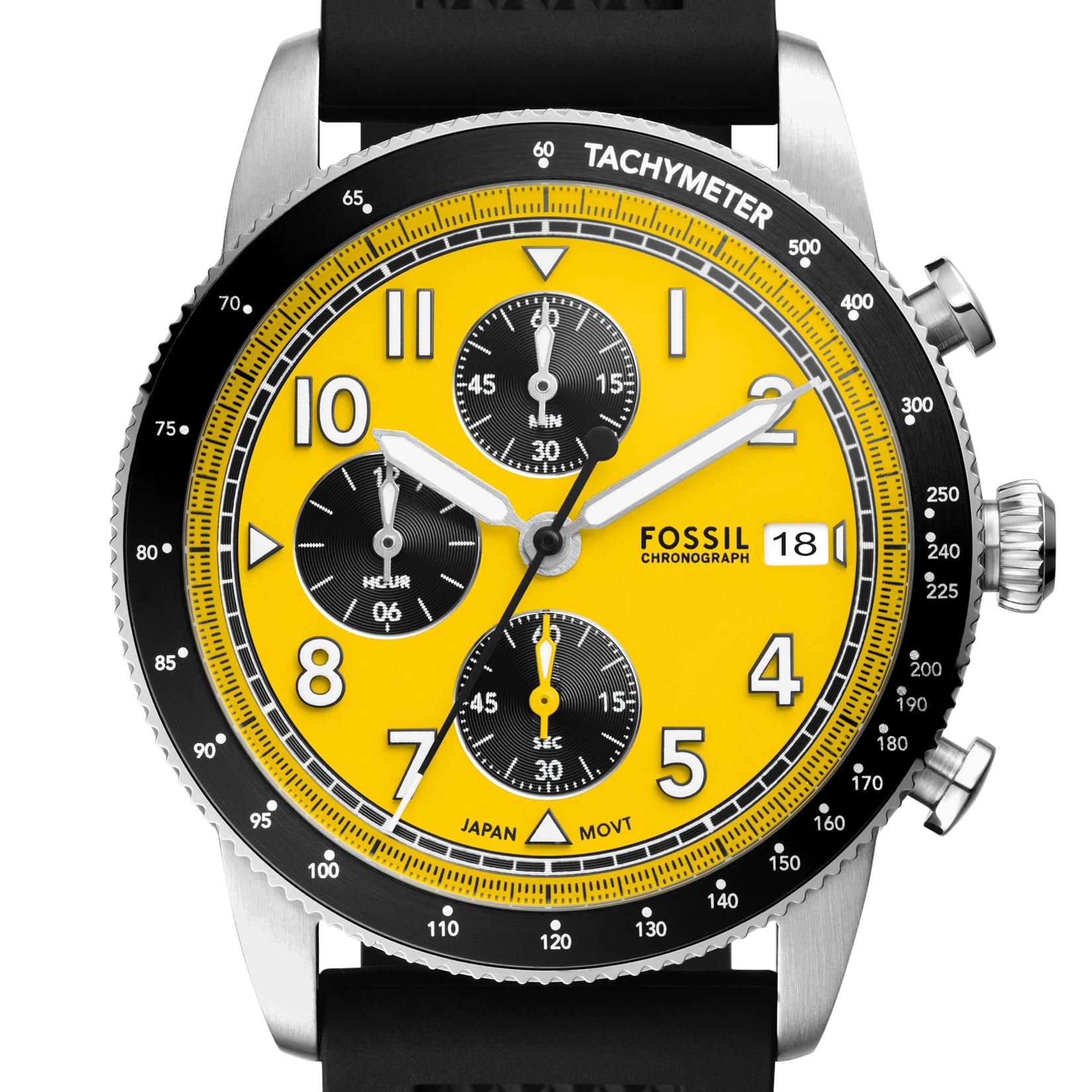 Fossil Men's Sport Tourer Quartz Stainless Steel Chronograph Watch, Color: Black Silicone (Model: FS6044)