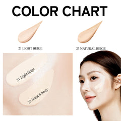 VINNE Korean Cushion Foundation, Lightweight, Essence Makeup Natural and Dewy Finish, 12-Hour Lasting Effect, 0.42 Oz- #21 Light Beige (Refill Not Included)