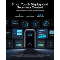 Anker Prime 160W GaN Wall Charger (A2687), 3-Port USB-C with Smart Display & Touch Control, 140W Max PD 3.1 for MacBook Pro, iPhone 17/16/15, iPad