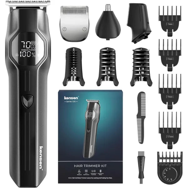 Kensen Beard Trimmer for Men - 14 in 1 Professional Mens Grooming Kits, Hair Clippers with Dual-Speed Motor for Beard Head Body Face Nose Ear Mustache Trimmer IPX7 Level LED Display 210 Min Electric Razor