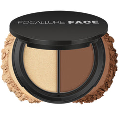 Focallure Bronzer and Highlighter Palette,Face Illuminator Contour Palette,Long Lasting Shimmer Makeup Palette,Cruelty Free Waterproof Matte Bronzer Powder Glow Makeup Kit,Light Gold&Warm Brown