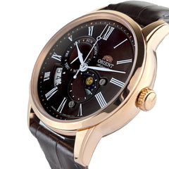 Orient Sun & Moon Brown Dial Leather Strap Automatic Watch for men RA-AK0009T00C