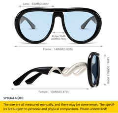 Oversized Trendy Polarized Pilot Sunglasses for Women Men Retro Oval Flat Top Frame Curved Metal Designer Eyewear