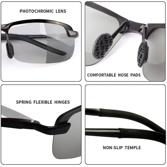 Photochromic Polarized Sunglasses for Men Women Day and Night UV Protection Driving Glasses Anti Glare Eyewear Eyeglasses