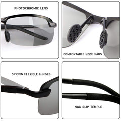 Photochromic Polarized Sunglasses for Men Women Day and Night UV Protection Driving Glasses Anti Glare Eyewear Eyeglasses