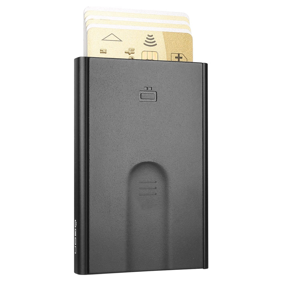 OGON Aluminum automatic card holder Slider - RFID Blocking – The original minimalist slim wallet for men and women - Up to 6 cards - Matt Paint Black