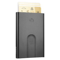 OGON Aluminum automatic card holder Slider - RFID Blocking – The original minimalist slim wallet for men and women - Up to 6 cards - Matt Paint Black