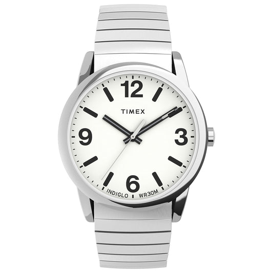 Timex Men's Easy Reader Watch - Silver-Tone/Silver-Tone/White/B/38mm