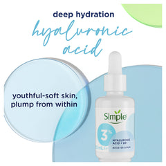 Simple 3% Hyaluronic Acid + B5* Booster Serum Serum Skin Care Suitable for All Skin Types for Hydrated, Softer Skin 30 ml