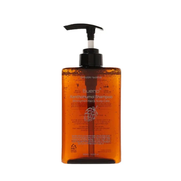 Bueno+ Xanthohumol Strengthen Hair & Scalp Shampoo - Enriched with Brewer’s Yeast Extract for Nourishment, 2-in-1 Conditioning System, Gentel pH 5.9 Formula, 500ml / 16.9 fl.oz