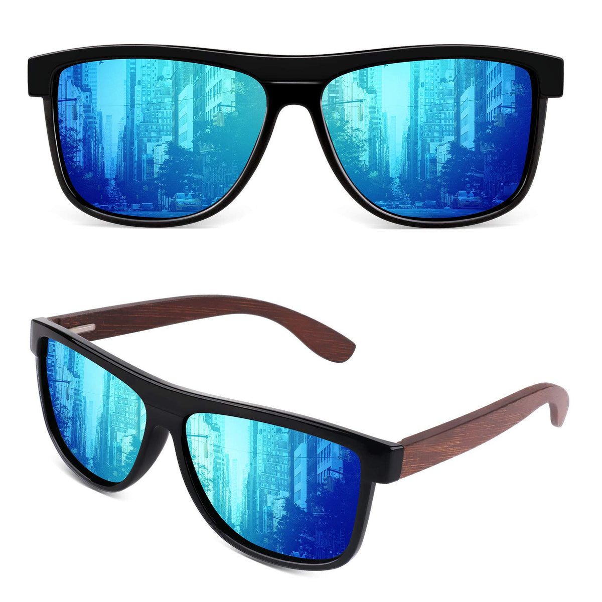GQUEEN Classic Horn Rimmed Semi Rimless Polarized Sunglasses for Men Women GQO6