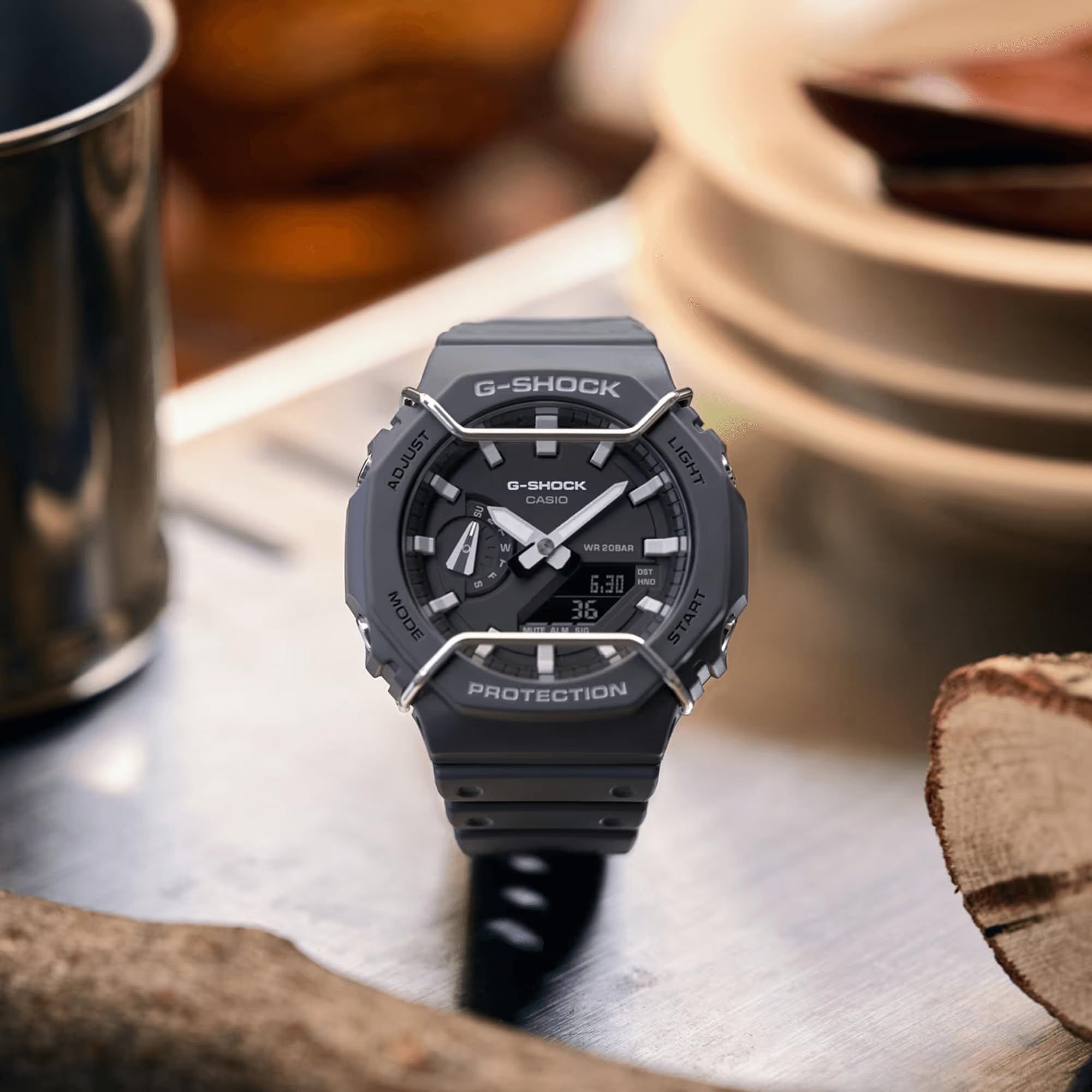 Casio G-Shock Analog-Digital World Time Watch - Black / Grey