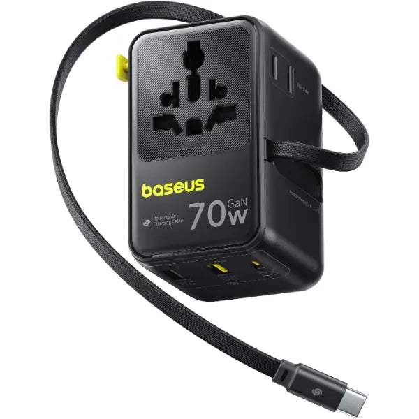 Baseus EnerCore CG11 70W Universal Travel Adapter with USB-C Retractable Cable