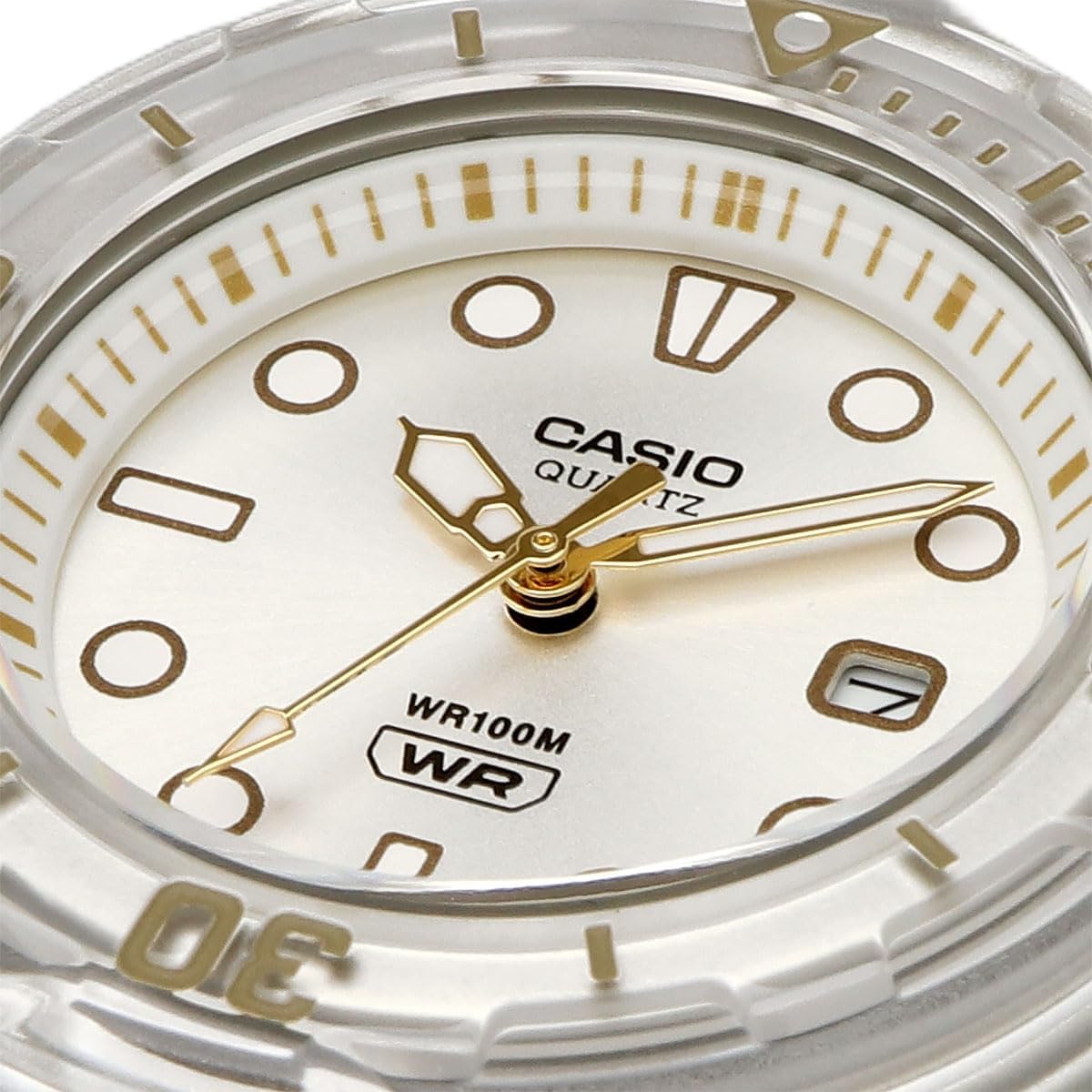 Casio Womens Quartz Watch, Analog Display and Resin Strap Clear