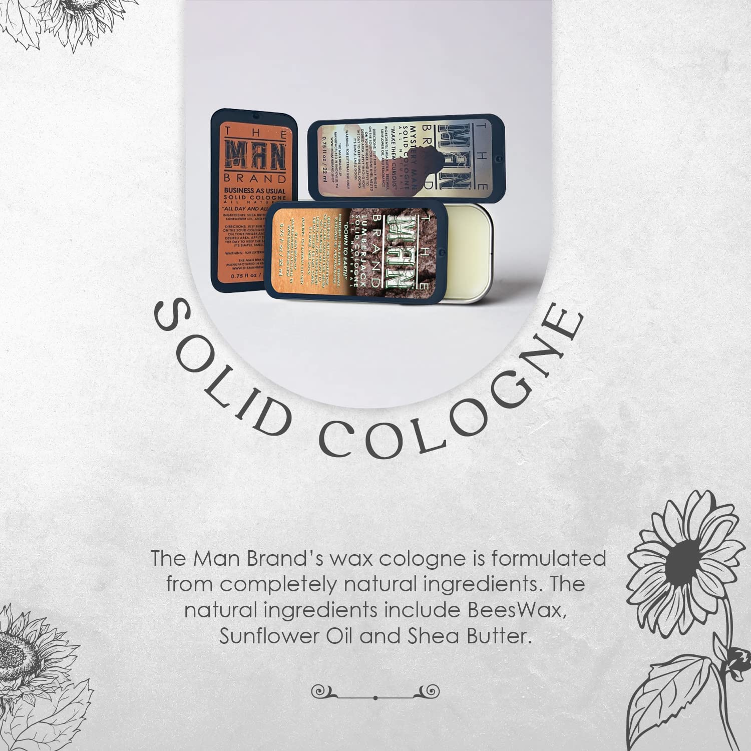 The Man Brand Solid Cologne Sample Set - Mens Sample Cologne Pack - Mens fragrance Sampler Set - Mens Travel Size Cologne Sampler Set (The Triad - 3 Pack - 0.75 oz each)