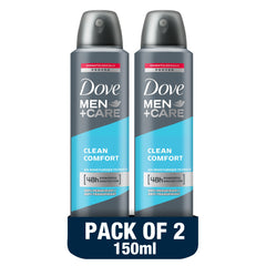 Dove Men+Care Antiperspirant Deodorant, with 48 hour powerful protection, Clean comfort, with ¼ moisturiser technology, 150ml