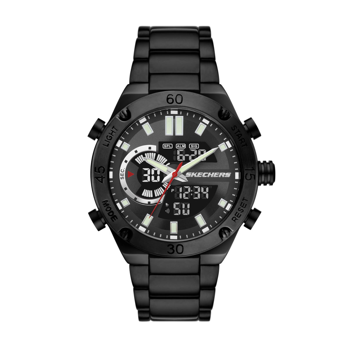 Skechers Men's Quartz Lightweight Analog Digital Watch - Agnew Black