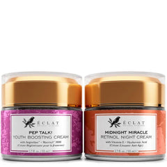 Eclat Skincare Anti Aging Face Cream + Retinol Night Cream Set – Day & Night Face Moisturizer with Collagen Peptides, Hyaluronic Acid, Vitamins C+E – Hydrating Creams Helps Improve Wrinkles 50ml each