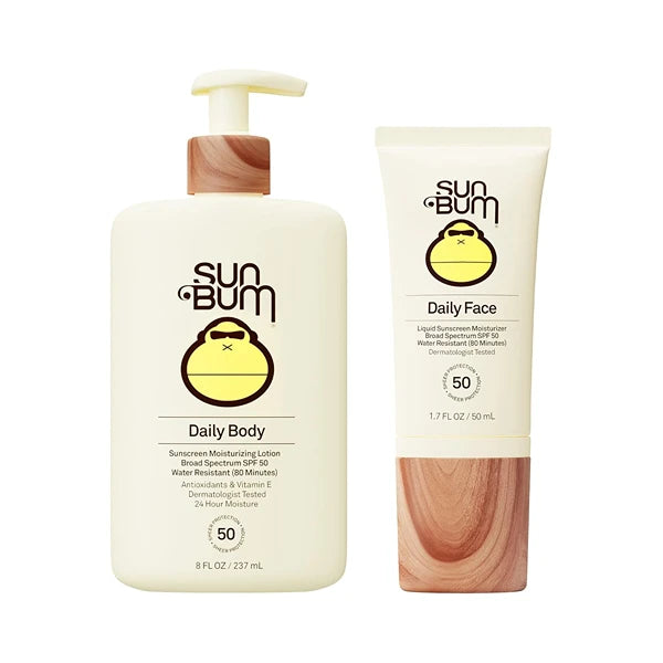 Sun Bum Daily SPF 50 Face & Body Sunscreen Lotion Bundle, Broad Spectrum UVA/UVB Protection, Moisturizing with Vitamin E, Vegan & Hawaii 104 Compliant, Octinoxate & Oxybenzone Free