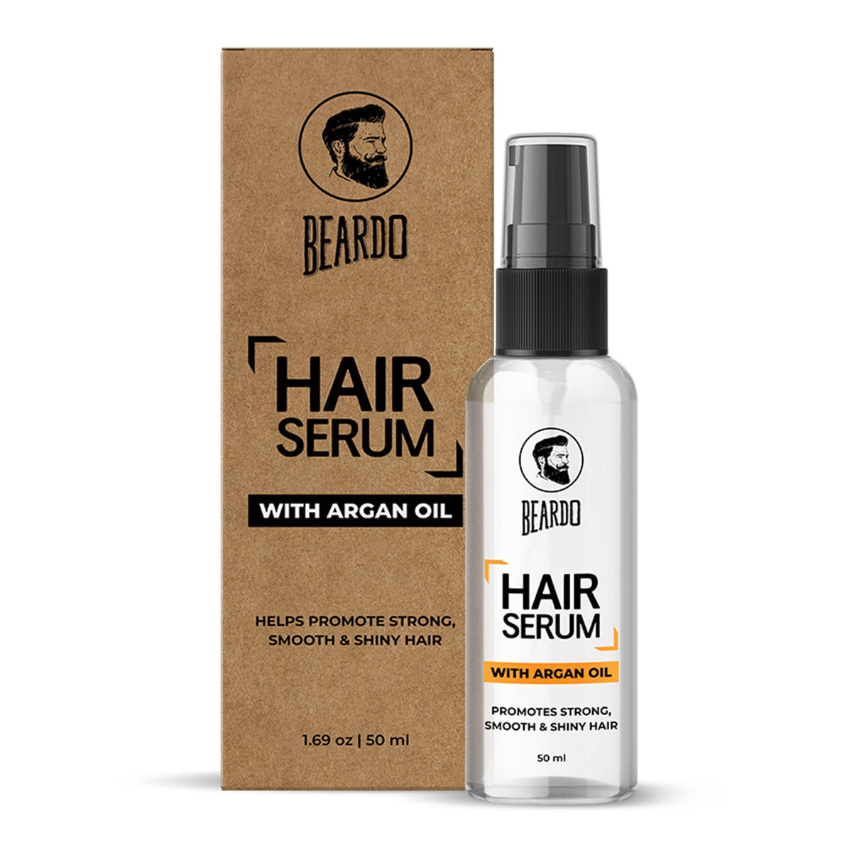 Beardo Hair Serum 50ml for Instant Shine & Anti-frizz with Argan Oil, Made for Men's Hair, Super Light-weight | Provides shine, smoothness and damage protection