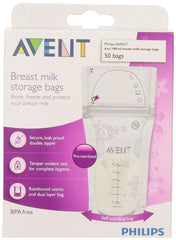 Philips Avent Breast Milk Storage Bags, Clear, 180 ml, 50 Pack
