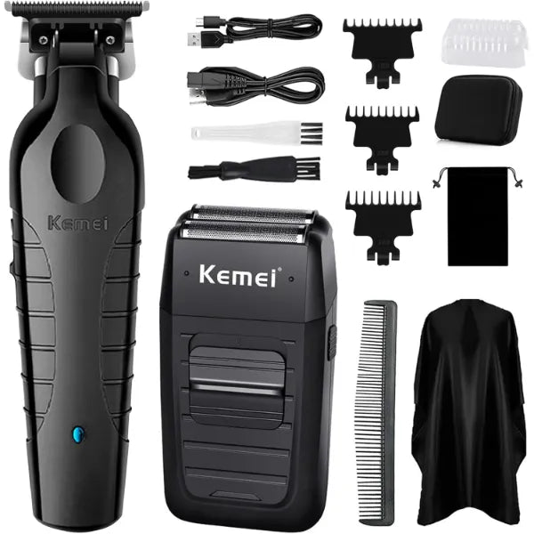 KEMEI Hair Clipper and Shaver Set Professional Cordless Hair Trimmer for Men, Electric Beard Trimmers Double foil shavers, Barber Clipper Hair Cuttings Kit, KM-2299, KM-1102