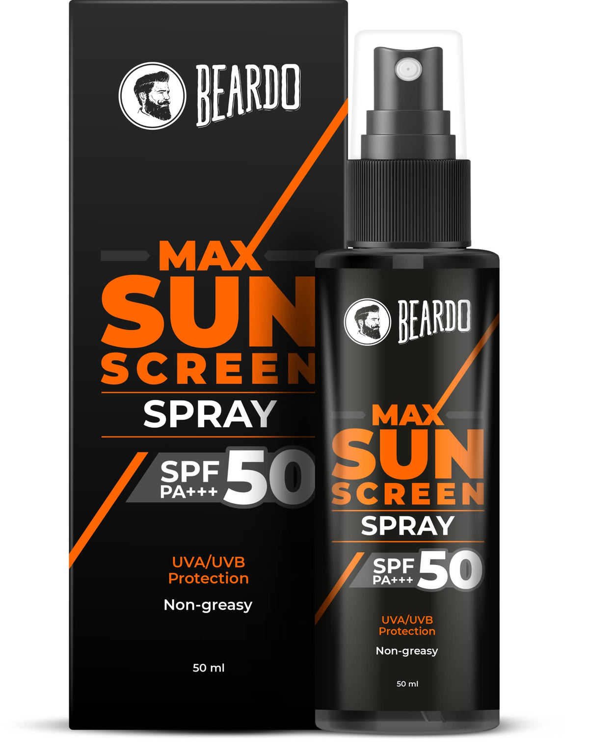 Beardo Max Sunscreen SPF 50 & PA+++ Spray for Men | Non-greasy Sunscreen Spray | Easy Application | UVA UVB Protection | 50ml