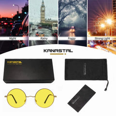 KANASTAL Hippie Round Polarized Sunglasses for Women Men, Small Circle Sun Glasses Classic Vintage Retro Shades Metal Frame UV400 Protection