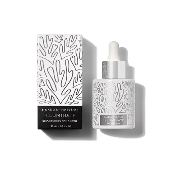 Naked & Thriving Illuminate BC+ Face Serum Hyaluronic Acid, Vitamin C, Bakuchiol Organic, Vegan, & Naturally Derived Skin Care For Mature Skin, Visible Spots and Wrinkles (1.0 fl oz/30 mL)