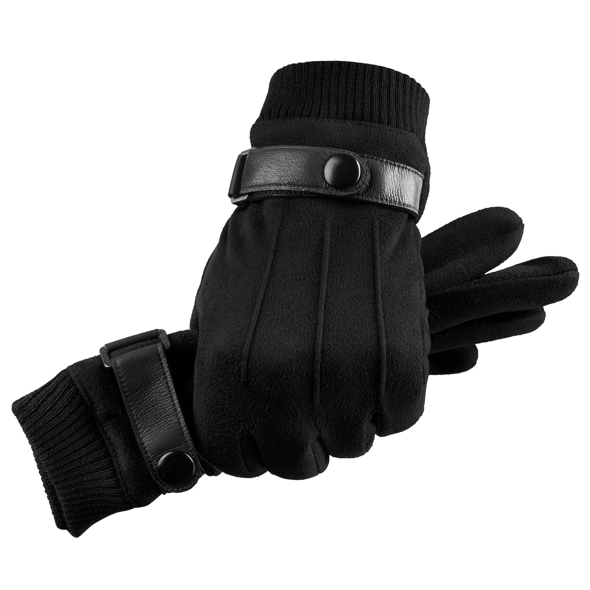 KASTWAVE Men's Winter Touch Screen Leather Gloves - Warm, Windproof, and Stylish for Driving Gloves Warm Liner Cycling Running Motorcycle - Leather Black
