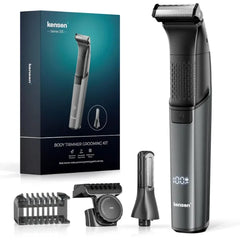 Kensen Body Hair Trimmer for Men - 2 in 1 Dual-Head Electric Shaver & Groomer, Ball Shaver with 30° Rotating Blade Adjustable Comb Mens Electric Razor IPX6 Wet & Dry for Face Groin Pubic Hair Trimmer Black