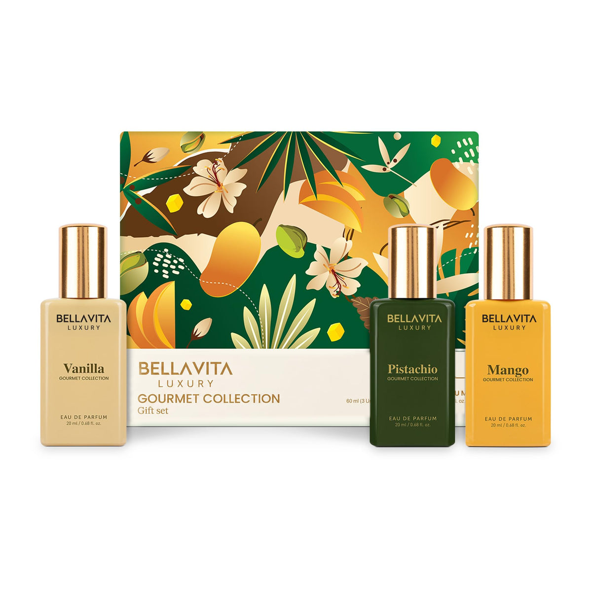 BellaVita Gourmet Perfume Gift Set | Vanilla, Mango & Pistachio
