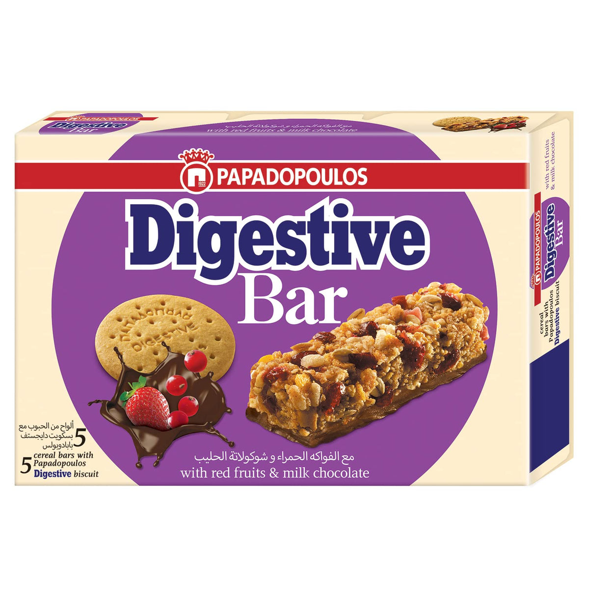 Papadopoulos Digestive Bar With Fruits And Chocolate - 28G (Pack Of 5)