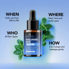 Botanic Hearth 0.5% Hyaluronic Acid Serum for Face with 2% Niacinamide, Witch Hazel & Green Tea Extracts | Hydrating & Moisturizing | Helps Reduce Wrinkles & Fine Lines | All Skin Types | 1fl oz