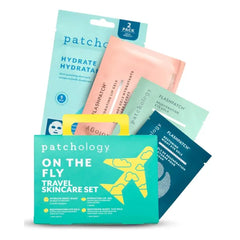 Patchology On The Fly Travel Facial Kit – Travel-Friendly Hydrating Skincare Essentials for Face, Eyes and Lips – Includes 2 Pair Under Eye Patches, 2 Hydrate Sheet Mask for Refreshed Skin,1 Lip Mask