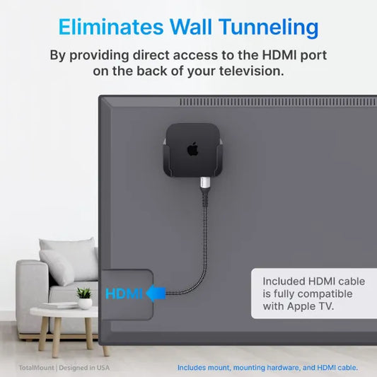 TotalMount Apple TV Mount & Cable – Compatible with All Apple TVs