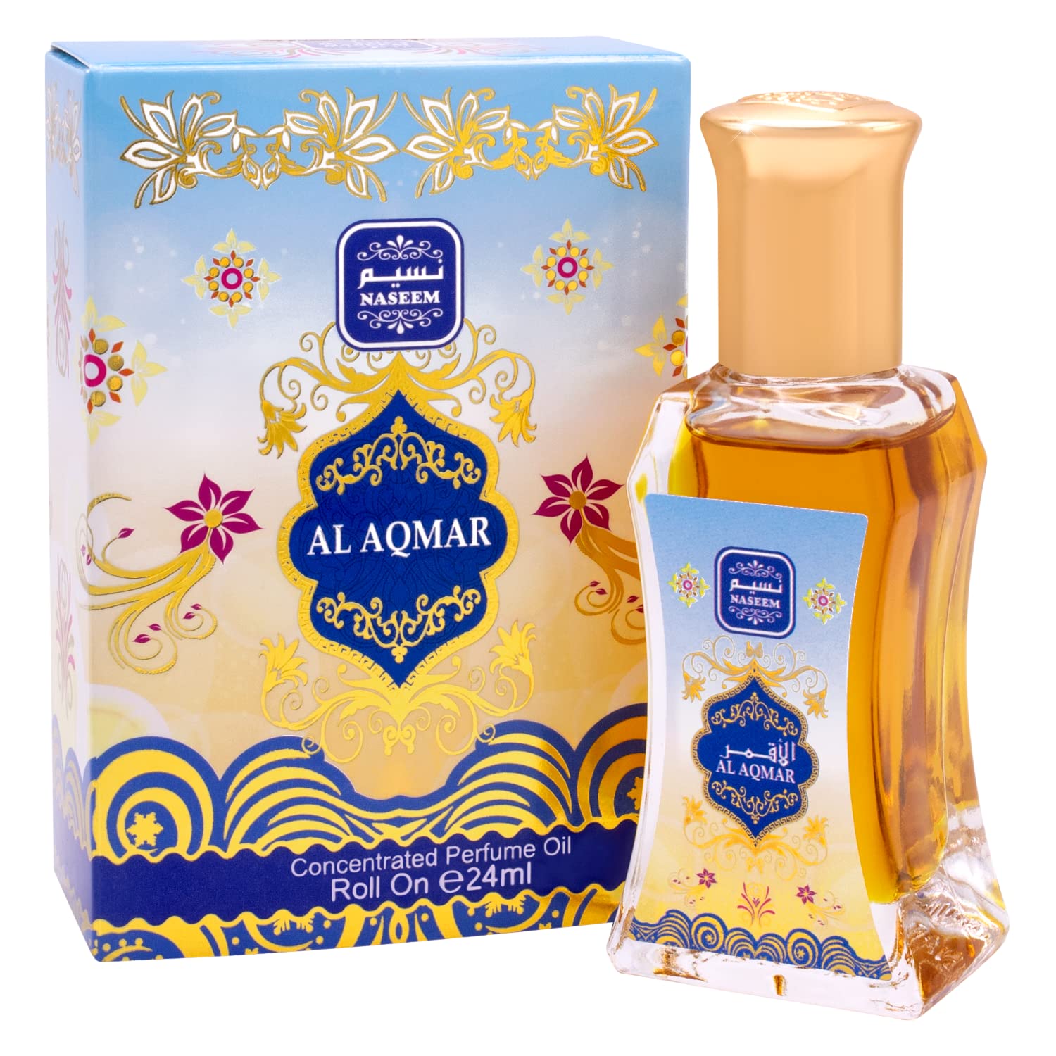 AL AQMAR Perfume Oil Rollerball Non Alcoholic Fragrance Oil Musk Amber Sandalwood Floral Perfumes for Men by Naseem Perfume 24 mL / 0.81 Fl Oz (Pack of 1) - Long Lasting Men's Fragrances.