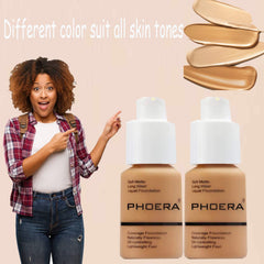 PHOERA Full Coverage Foundation - Flawless Concealer, Matte, Long Lasting, Moisturizing, Color Changing (58g)