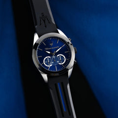 Maserati Men's Watch, Chronograph, Analog, Steel Band, Traguardo Collection - R8871612044 - Black/Blue