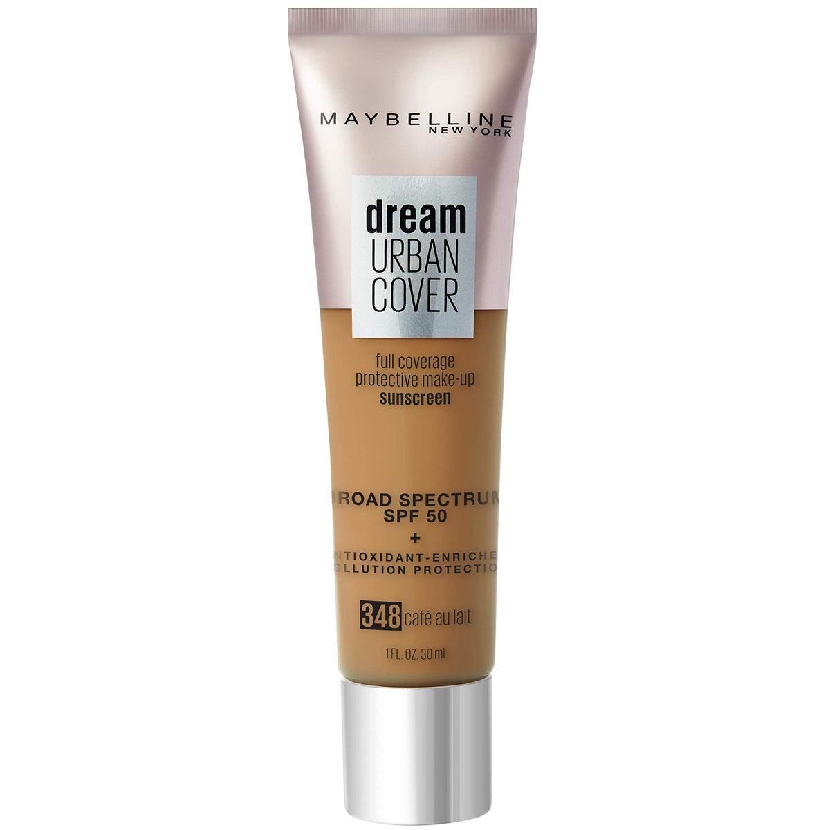 Maybelline Dream Urban Cover Flawless Coverage Foundation Makeup, SPF 50, Cafe Au Lait